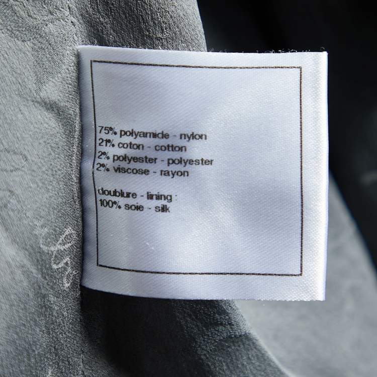 Pre Owned Chanel Grey Textured Double Breasted Short Sleeve Coat M