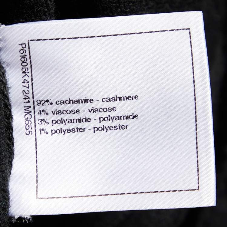 Pre Owned Chanel Black Cashmere & Lurex Intarsia Knit Crewneck Pullover M