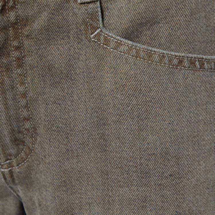 Pre Owned Chanel Two Tone Denim Straight Leg Jeans M Waist 31