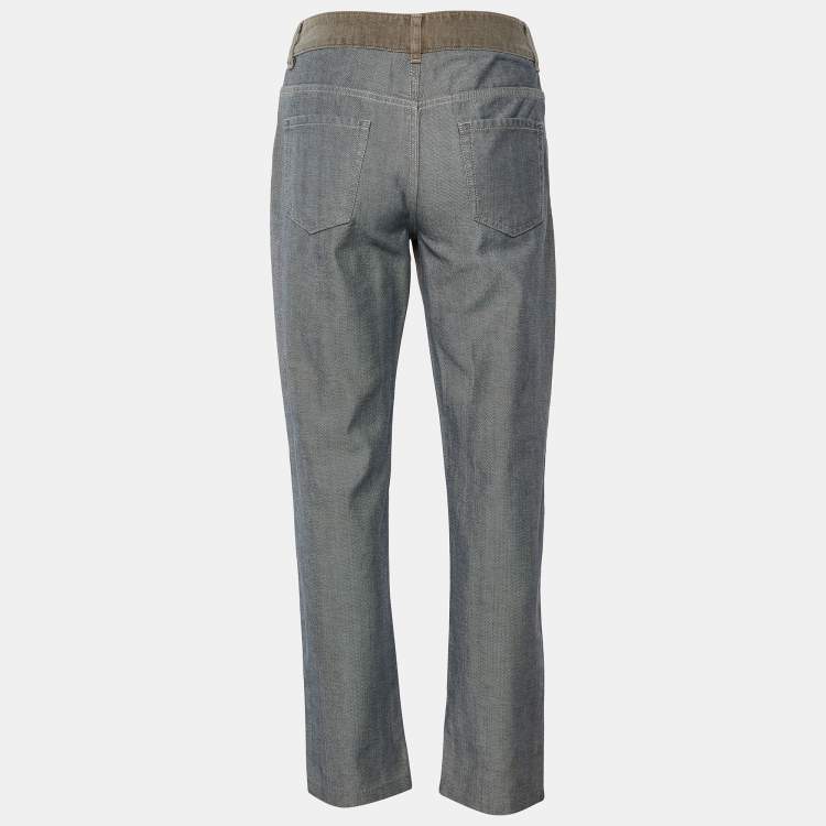 Pre Owned Chanel Two Tone Denim Straight Leg Jeans M Waist 31