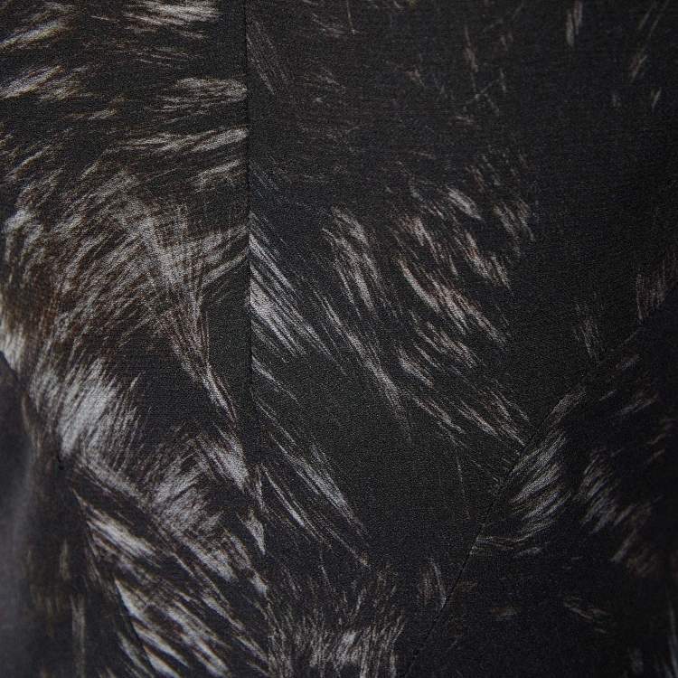 مملوكة مسبقًا Chanel Black and White Lion Printed Cotton & Silk Tie Detail Top M