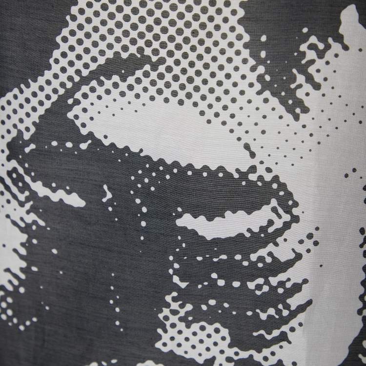 مملوكة مسبقًا Chanel Black and White Lion Printed Cotton & Silk Tie Detail Top M