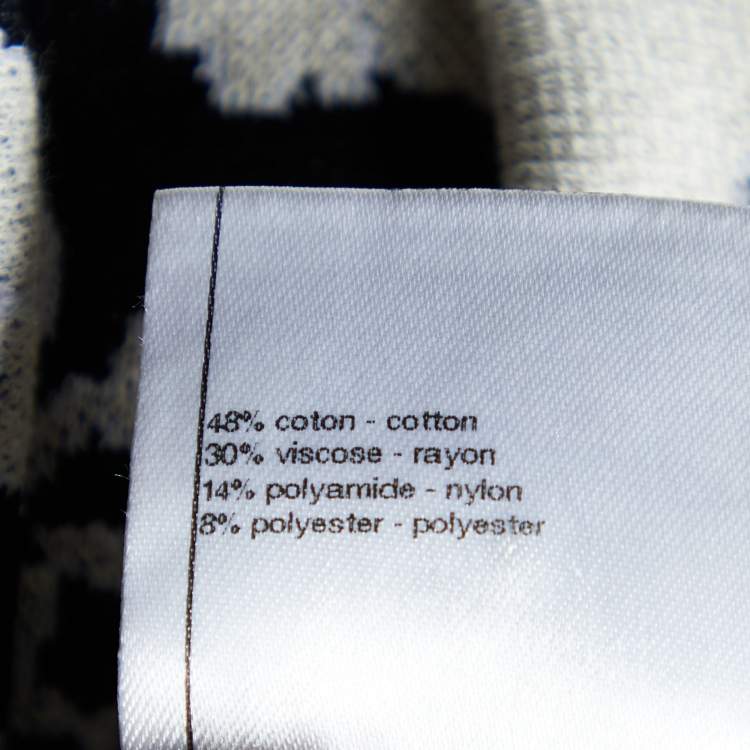 مملوكة مسبقًا Chanel Black Logo jacquard Knit Distressed Detail Top S