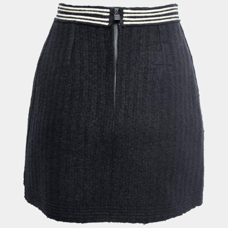 Pre Owned Chanel Vintage Black Wool Mini Skirt S  