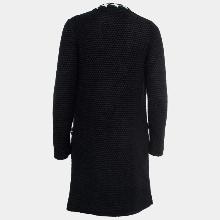 Pre Owned Chanel Black Cashmere Long Button Front Cardigan S