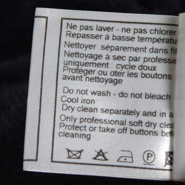 Pre Owned Chanel Dark Blue Cashmere & Silk Button Front Sweater S