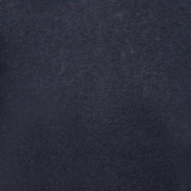 Pre Owned Chanel Dark Blue Cashmere & Silk Button Front Sweater S