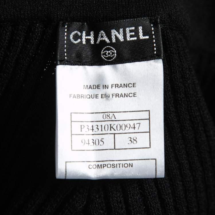 مملوكة مسبقًا Chanel Black Wool Knit Asymmetric Hem Short Skirt M