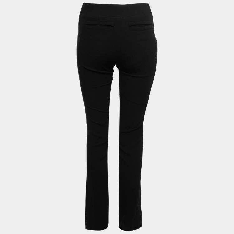 Pre Owned Chanel Black Wool Crepe Tailored Trousers S