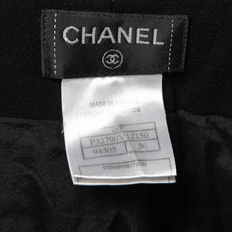 Pre Owned Chanel Black Wool Crepe Tailored Trousers S