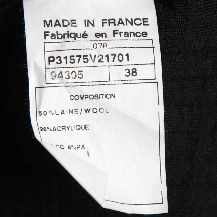 Pre Owned Chanel Black Wool Trim Detailed Mini Skirt M