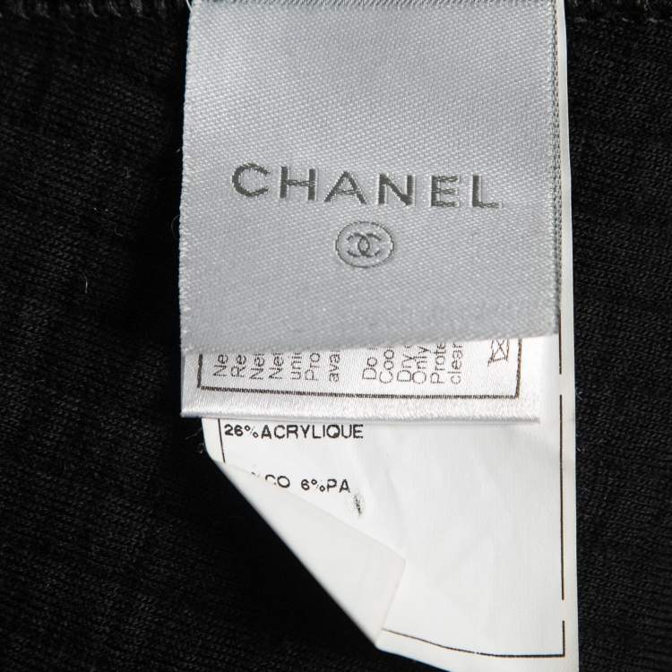 Pre Owned Chanel Black Wool Trim Detailed Mini Skirt M