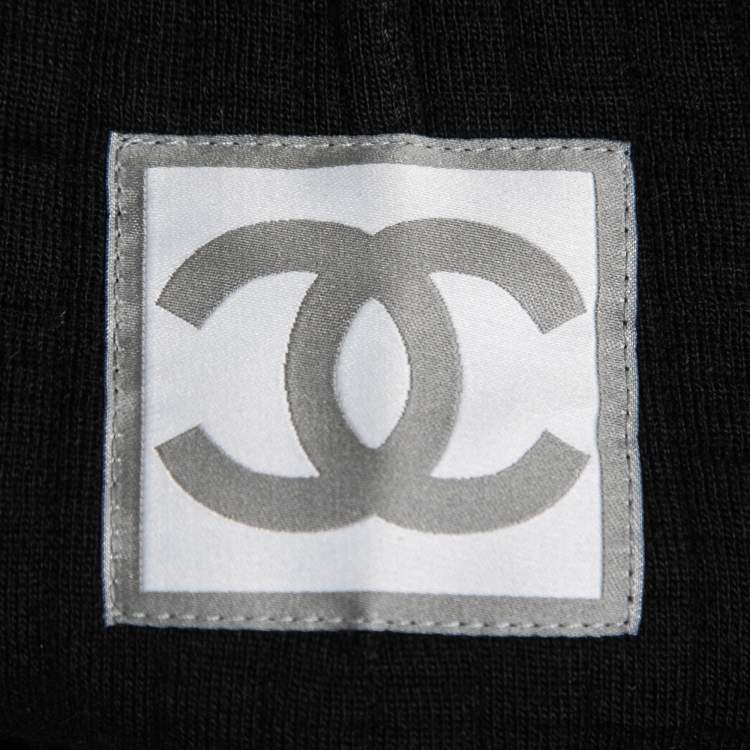 Pre Owned Chanel Black Wool Trim Detailed Mini Skirt M