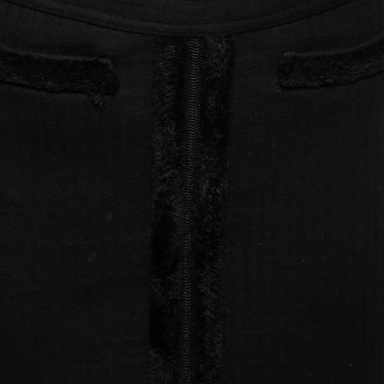 Pre Owned Chanel Black Wool Trim Detailed Mini Skirt M