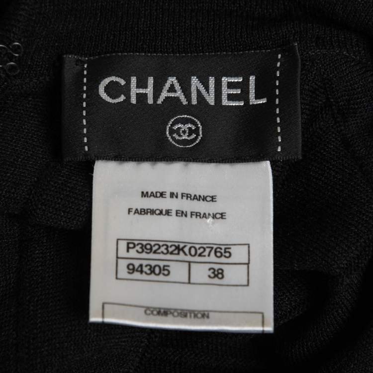 Pre Owned Chanel Black Wool Ruffle Trimmed Pleated Dress M