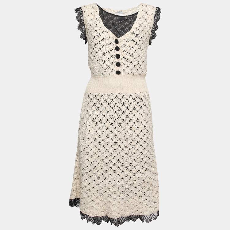 Chanel Cream Patterned Silk Knit Sleeveless Dress M Chanel | The Luxury  Closet