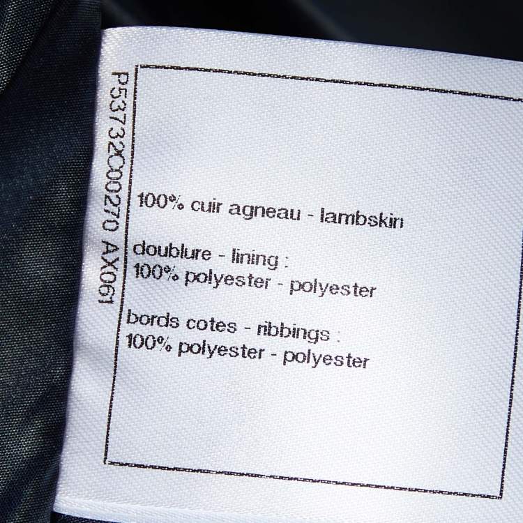 Pre Owned Chanel Metallic Silver Lambskin Bomber Jacket S