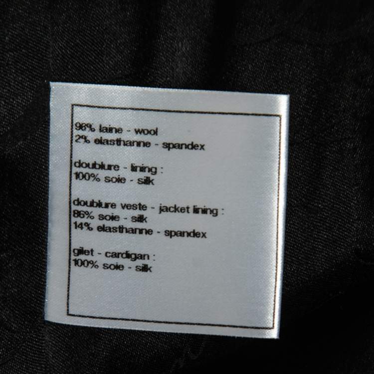 Pre Owned Chanel Black Wool Single-Breasted Suit S   