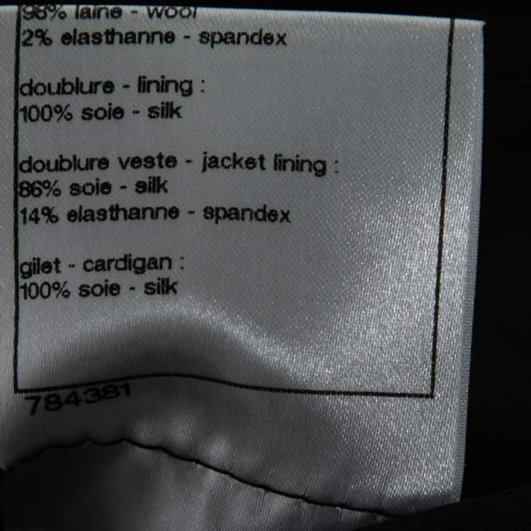 Pre Owned Chanel Black Wool Single-Breasted Suit S   