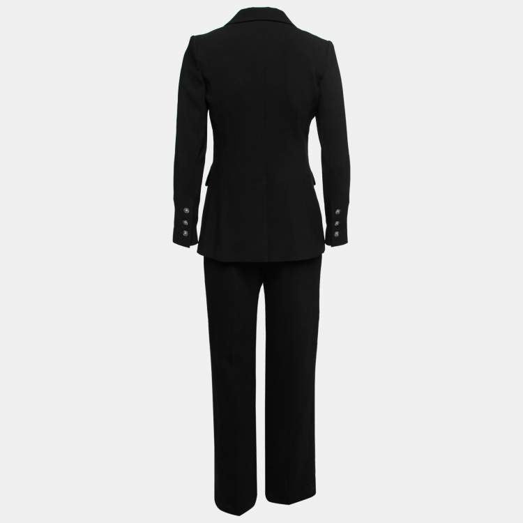 Pre Owned Chanel Black Wool Single-Breasted Suit S   