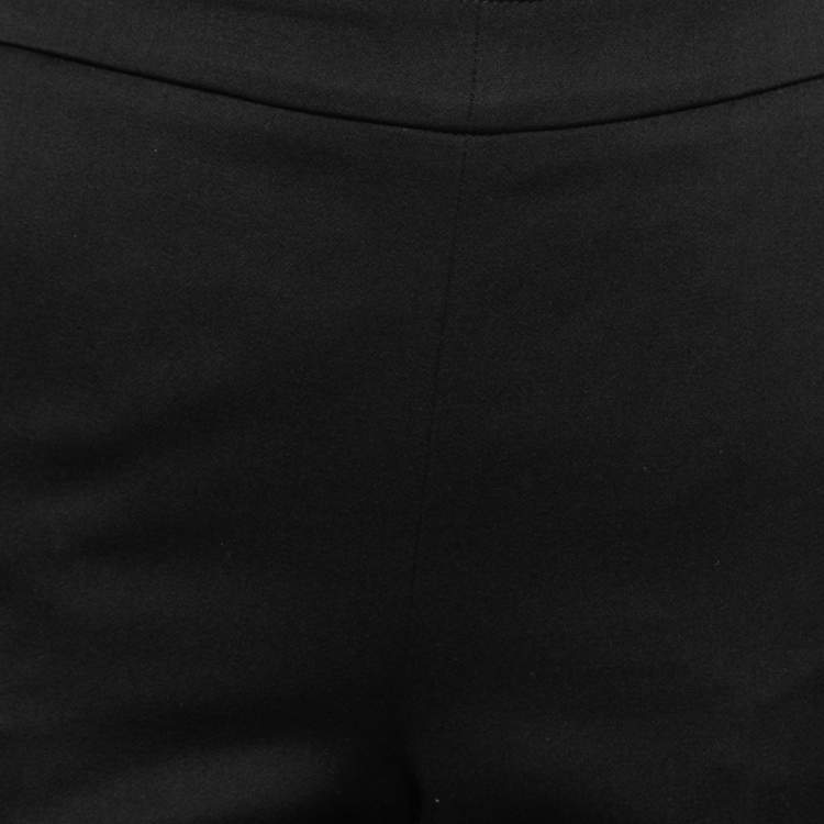 Pre Owned Chanel Black Wool Crepe Button Detail Straight Leg Trousers S