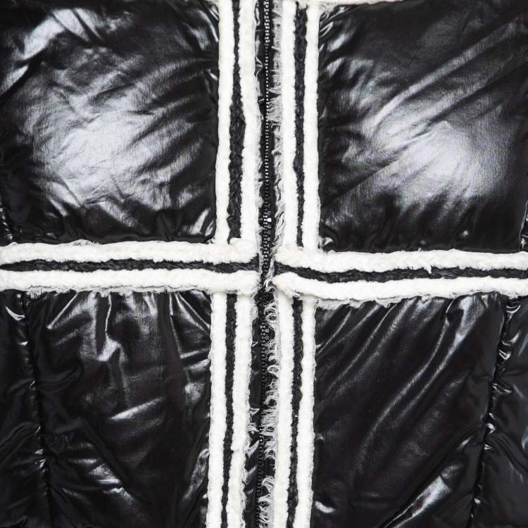 Pre Owned Chanel Vintage Black Contrast Trimmed Synthetic Zip Front Jacket S