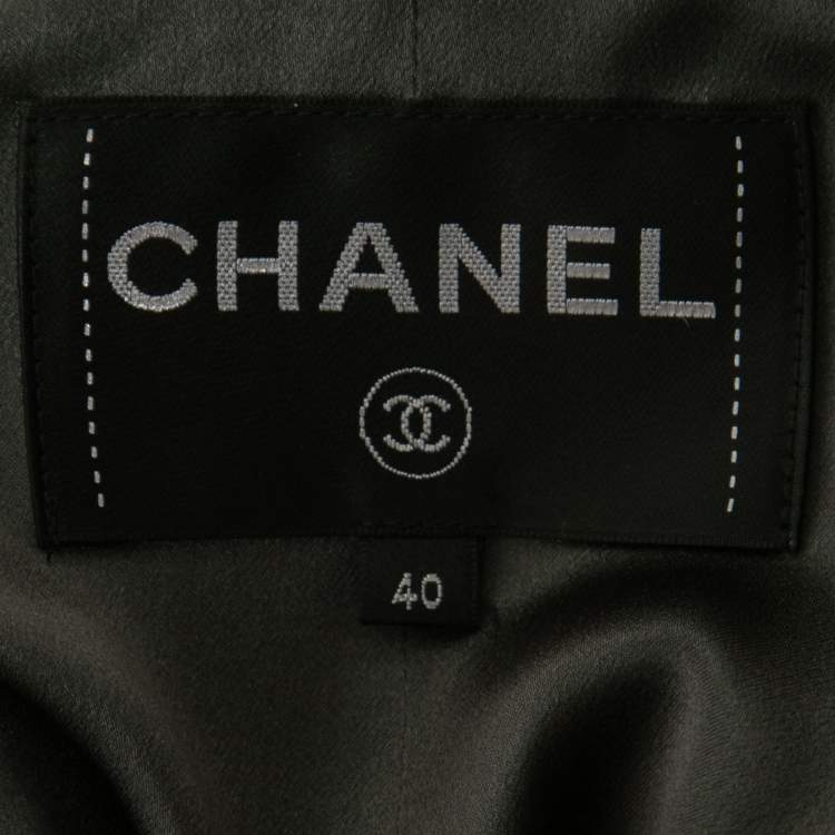 مملوكة مسبقًا Chanel Black Tweed & Leather Trimmed Jacket M