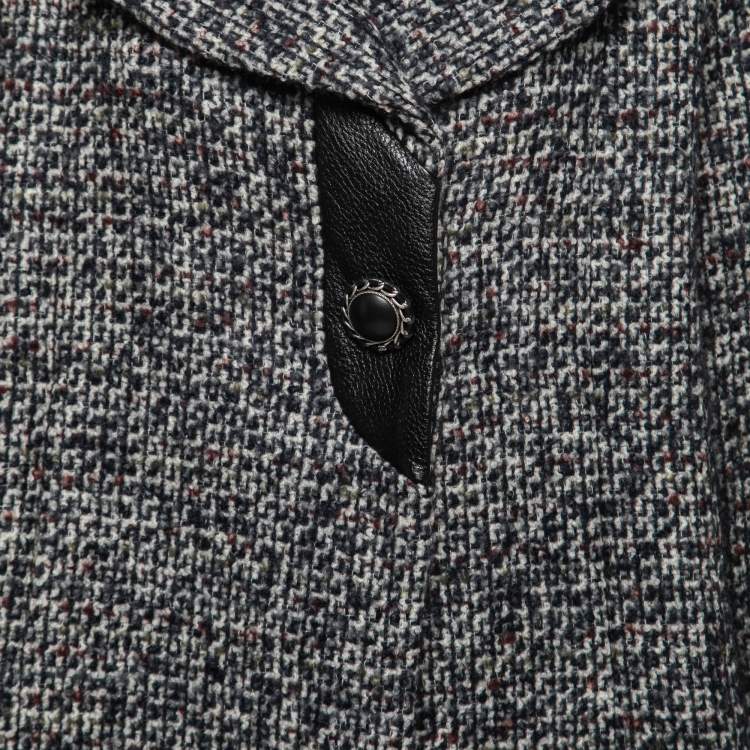 مملوكة مسبقًا Chanel Black Tweed & Leather Trimmed Jacket M