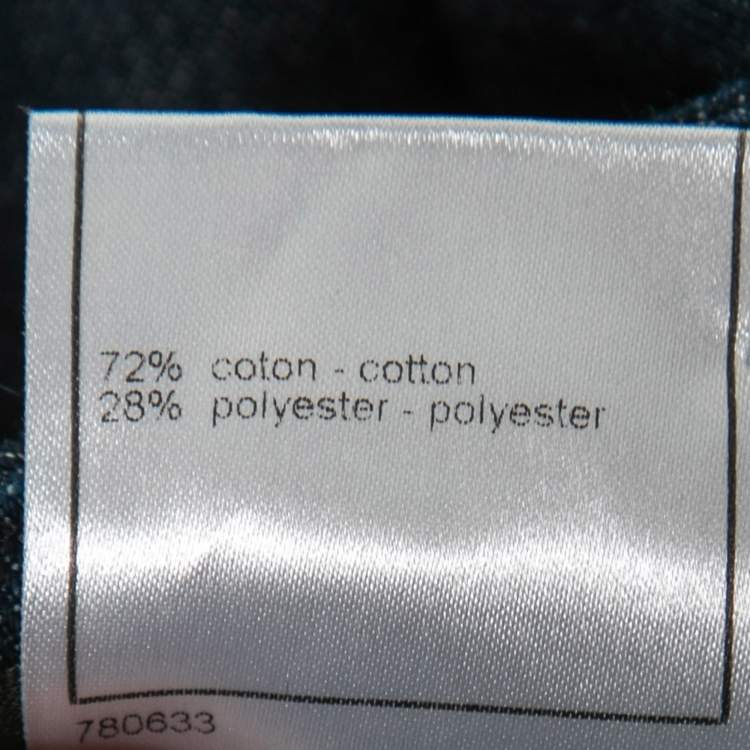 Pre Owned Chanel Deep Blue Denim Logo Embroidered Pocket Boot-Cut Jeans L Waist 32"