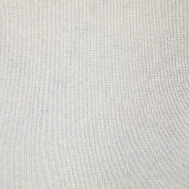 Pre Owned Chanel White Cashmere Button Front Cardigan M