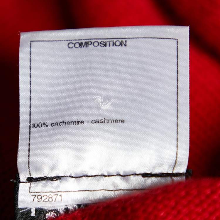 Pre Owned Chanel Red Cashmere Button Front Jacket L