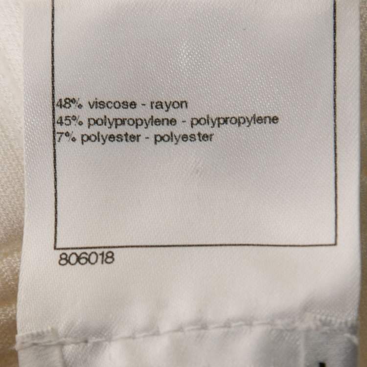 Pre Owned Chanel White Patterned Knit Sleeveless Sheath Dress M