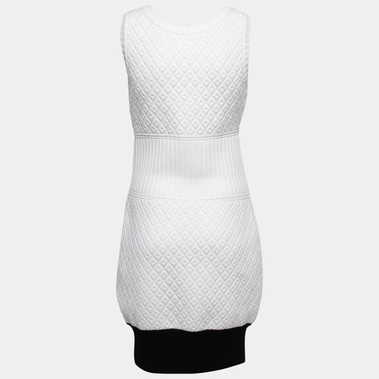 Chanel White Patterned Knit Sleeveless Sheath Dress M Chanel