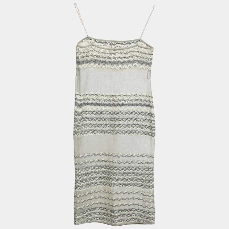 Pre Owned Chanel Metallic Knit Dress & Top Set M