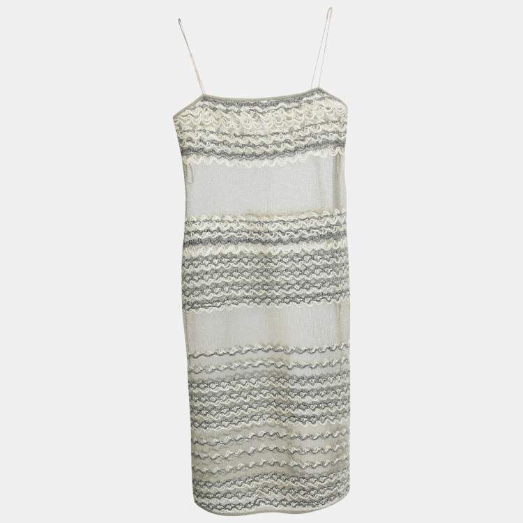 Pre Owned Chanel Metallic Knit Dress & Top Set M