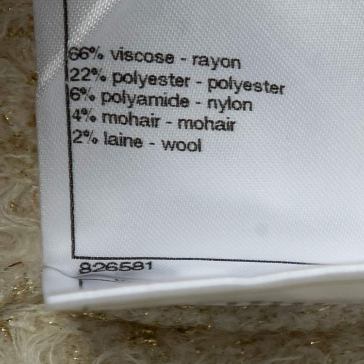 Pre Owned Chanel Cream & Metallic Gold Knit Midi Dress M