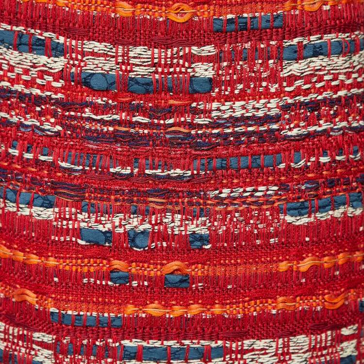 مملوكة مسبقًا Chanel Multicolor Tweed Fringe Detail Knee Length Skirt L