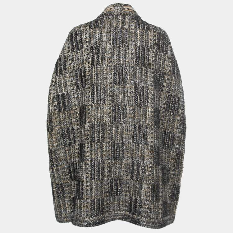 Pre Owned Chanel Multicolor Metallic Knit Poncho M