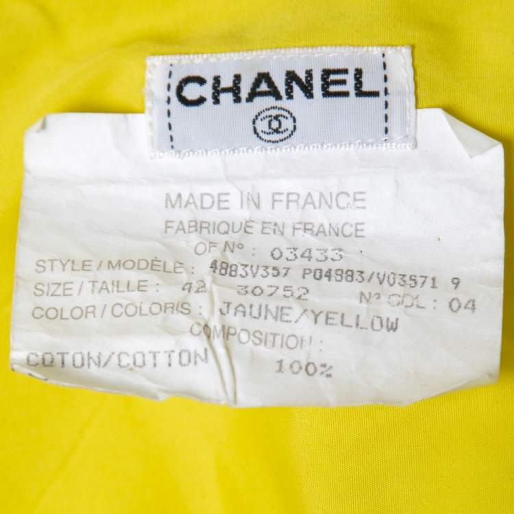 Pre Owned Chanel Vintage Yellow Cotton Button Front Shirt L