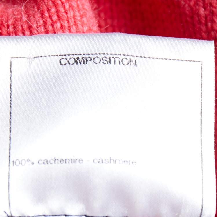 Pre Owned Chanel Pink Cashmere Buckle Lock Cardigan M