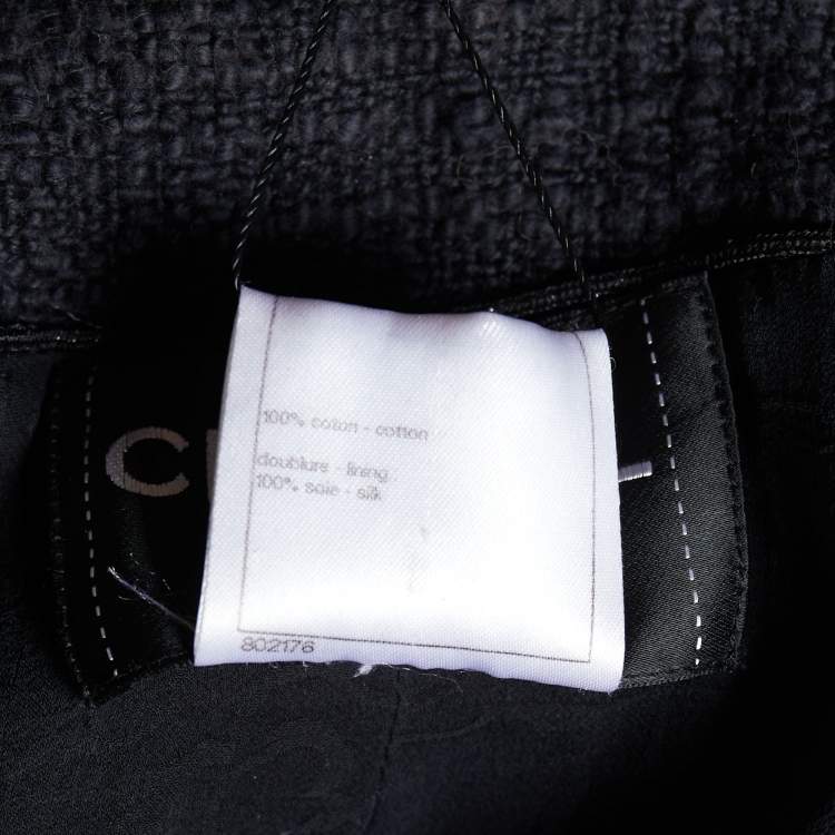 Pre Owned Chanel Black Tweed Button Front Blazer M
