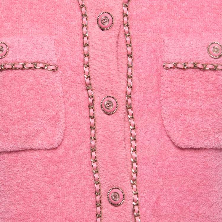 Pre Owned Chanel Pink Terry Chain Link Accent Jacket M