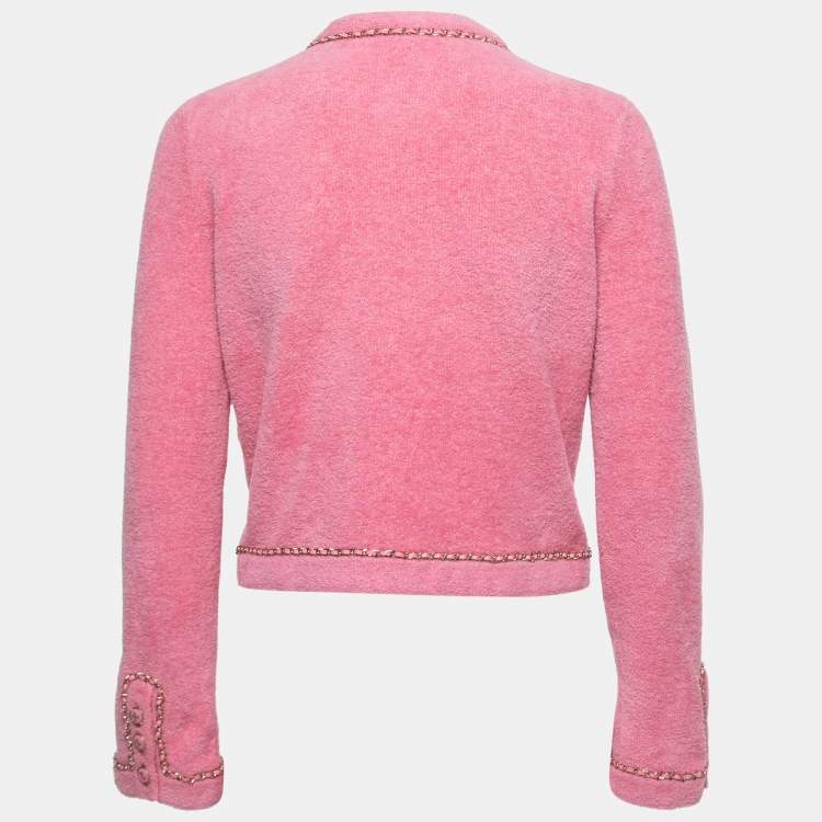 Chanel Pink Terry Chain Link Accent Jacket M Chanel