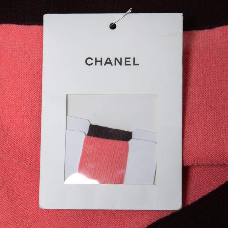 Pre Owned Chanel Pink & Plum Cashmere Cropped Knit Top M