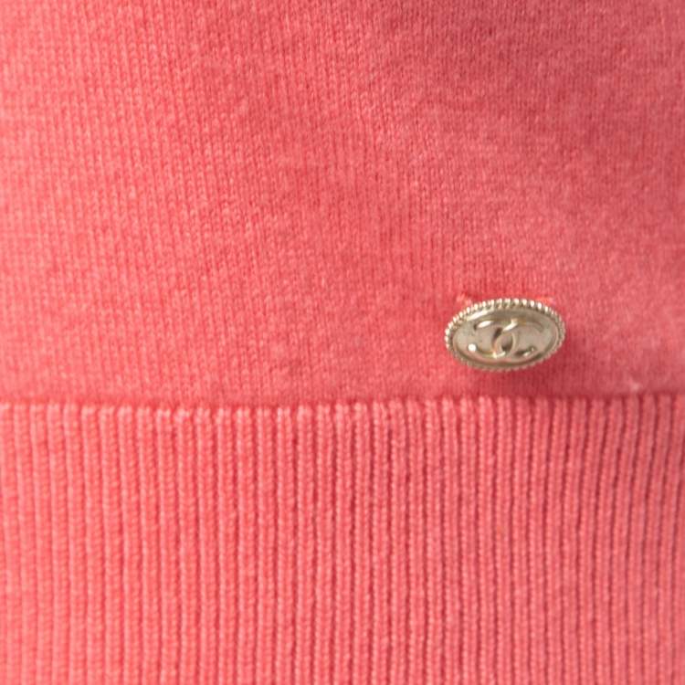 Pre Owned Chanel Pink & Plum Cashmere Cropped Knit Top M