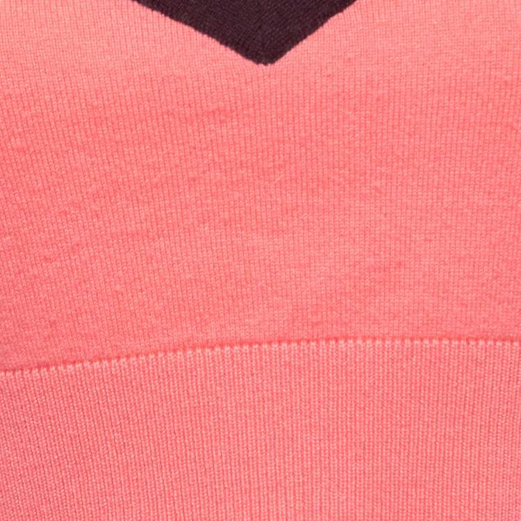 Pre Owned Chanel Pink & Plum Cashmere Cropped Knit Top M