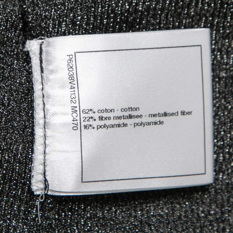 Pre Owned Chanel Black & Silver Knit Chain Trim Detail Sleeveless Top M