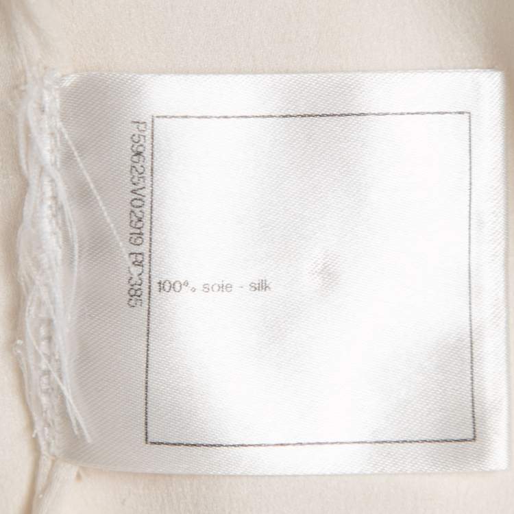 Pre Owned Chanel Cream Silk Belted Long Sleeve Shirt S