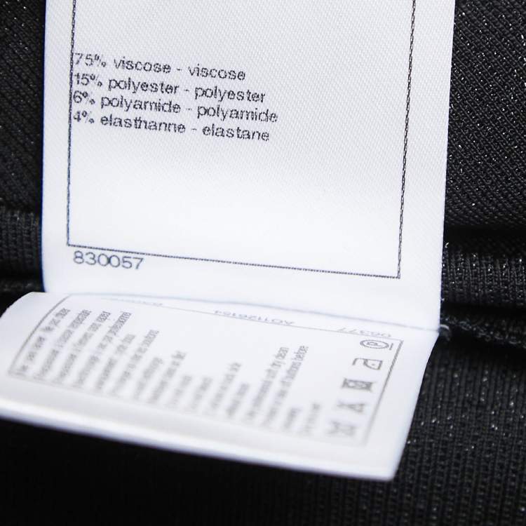 Pre Owned Chanel Black Metallic Lurex Knit Shift Dress M