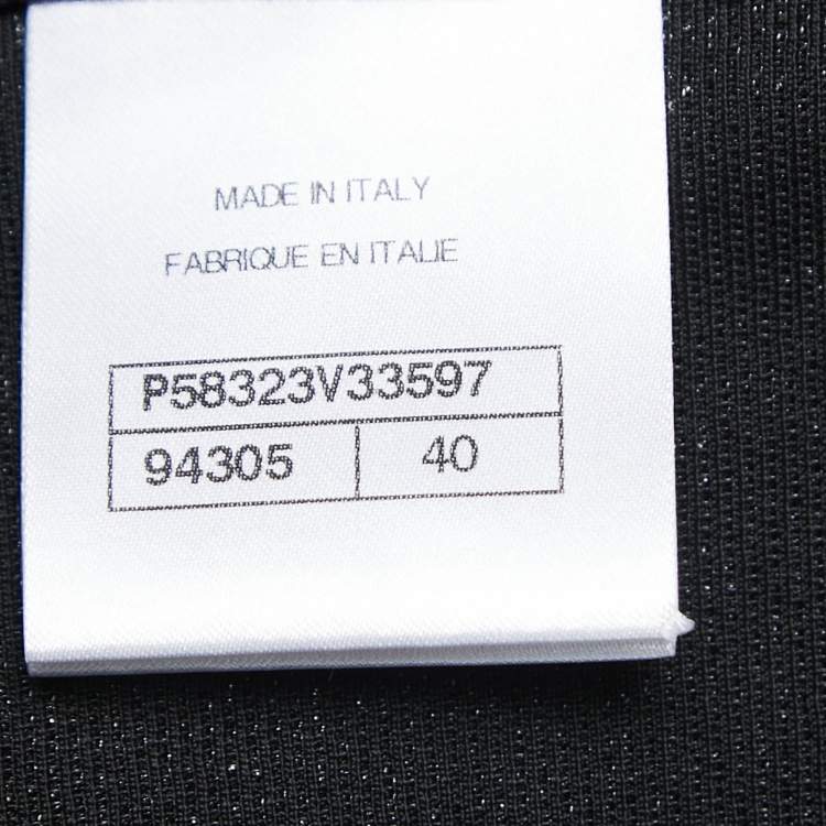 Pre Owned Chanel Black Metallic Lurex Knit Shift Dress M